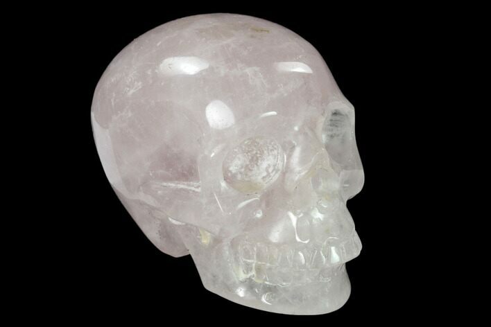 Realistic, Polished Brazilian Rose Quartz Crystal Skull #151067